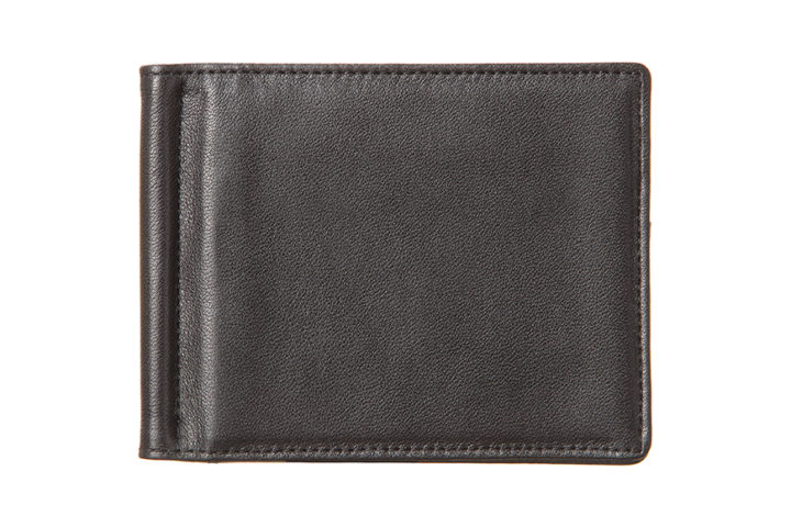 Qble_calfskin-leather_money-clip_black_front
