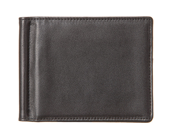 Qble_calfskin-leather_money-clip_black_front