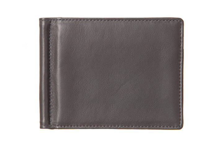 Qble_calfskin-leather_money-clip_gray_front