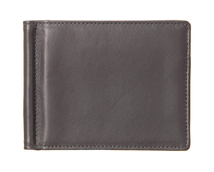 Qble_calfskin-leather_money-clip_gray_front