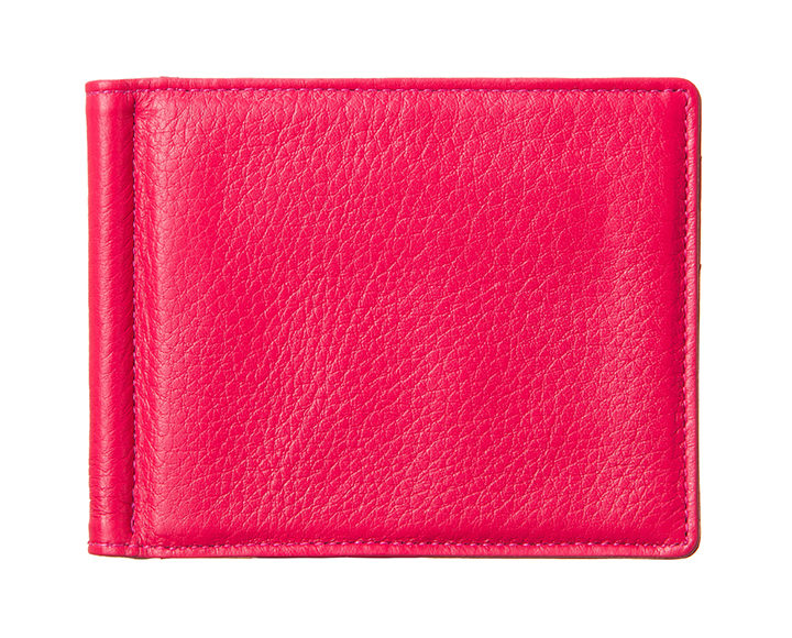 Qble_calfskin-leather_money-clip_pink_front
